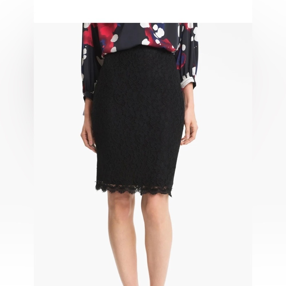 Diane von Furstenberg DVF Scotia Lace Pencil Skirt Black Size 10 - Picture 3 of 9
